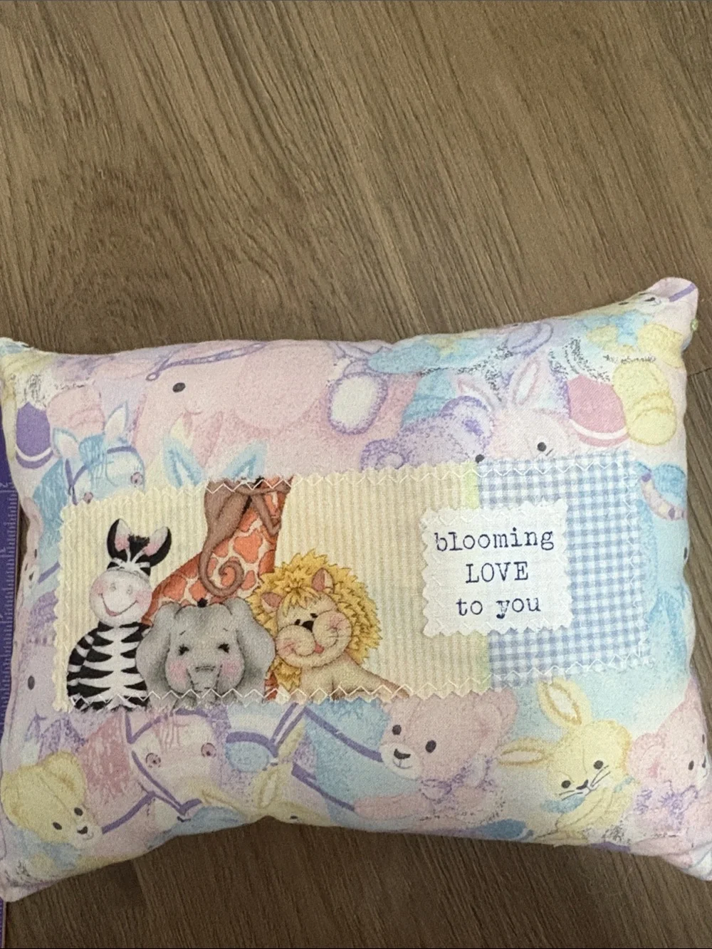 Blooming Love Pastel Baby Animal Accent Pillow